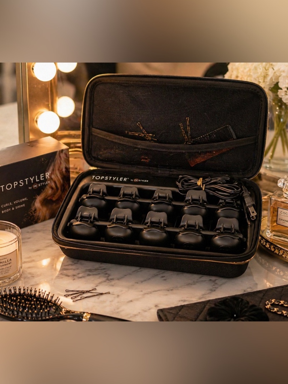 Topstyler by InStyler Ceramic Hair Roller Set | Heated Curling Clips Styling Kit